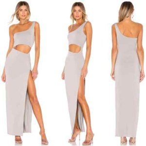 Superdown Erla Cutout One Shoulder Maxi Dress in Grey Size S